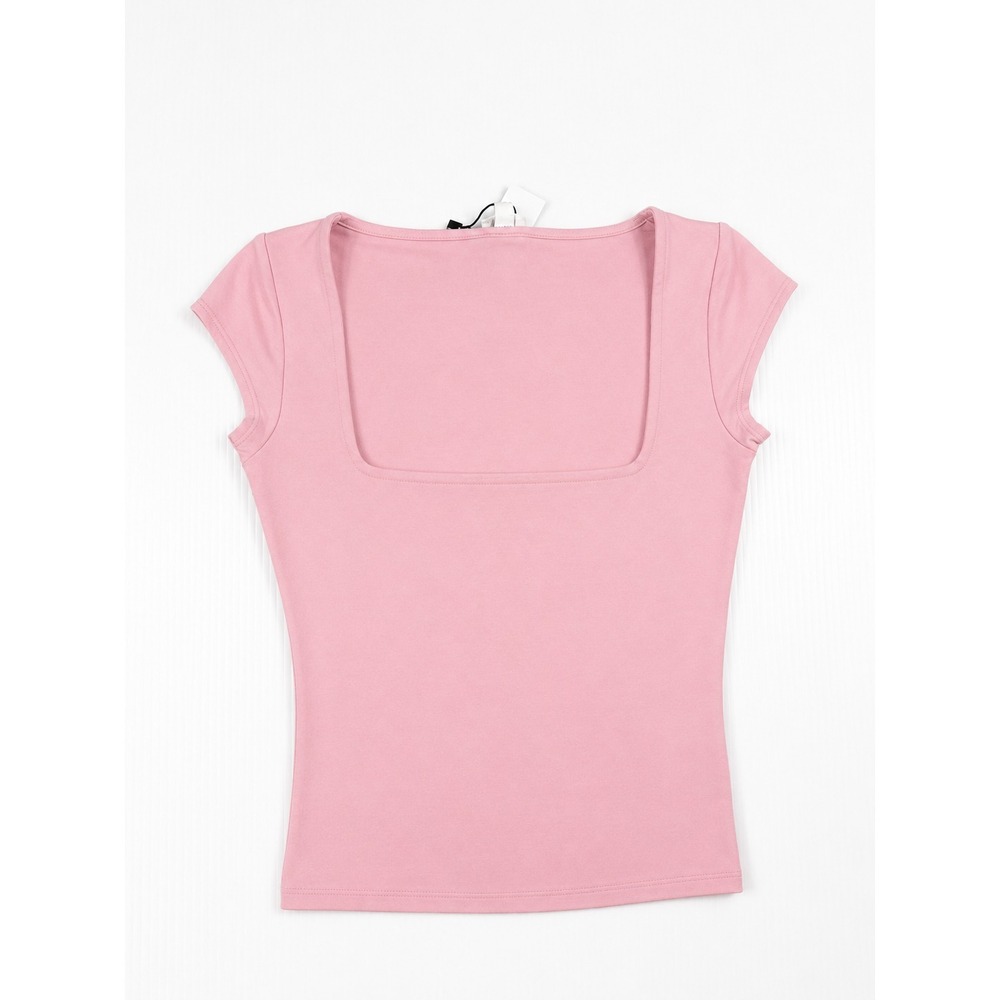 Garage Tee Womens P/S Pink Smooth Open Neck Short Sleeve Balletcore Y2K Basic